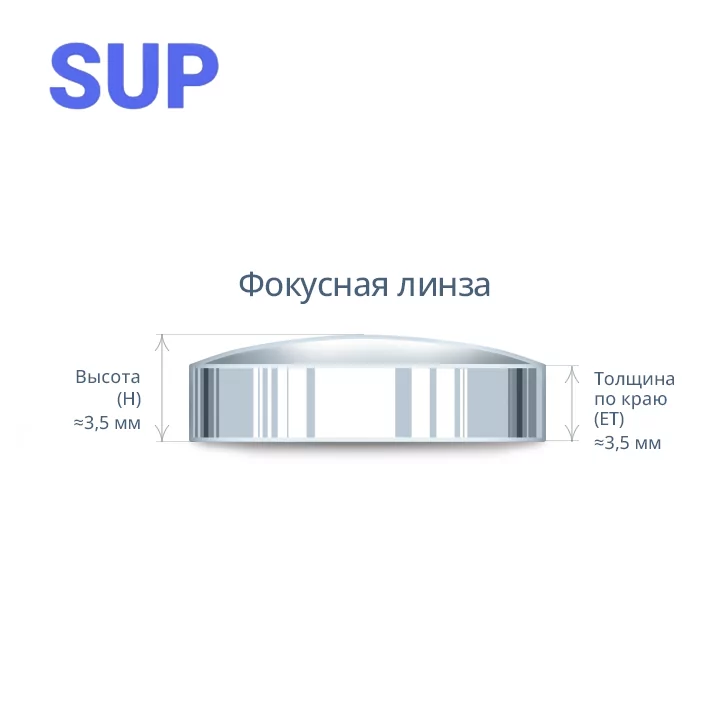 Линза фокусатора D20x3,5 F800 мм, кварц, AR/AR@1064 нм